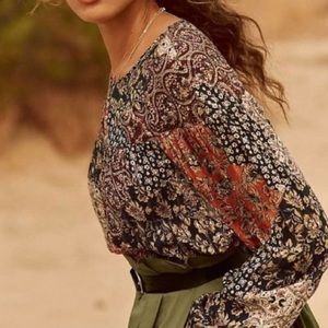 Anthropologie Danielrainn Cally Patchwork Peasant Top